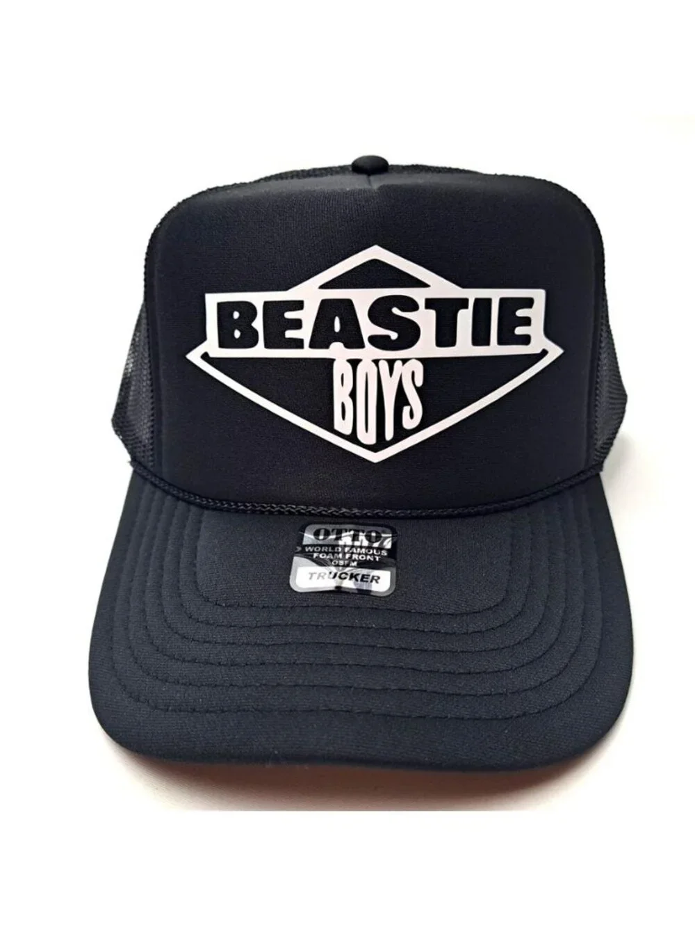 Retro Beastie Boys Foam Trucker Hat Black White Rope OTTO Snapback Band Cap New
